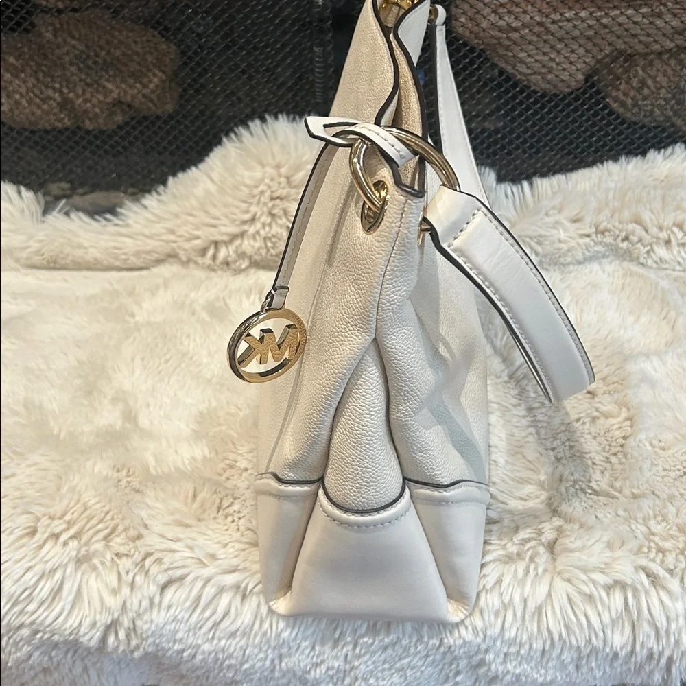 Michael Kors Creme Shoulder Bag with Gold Details